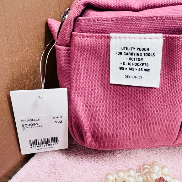 DELFONICS inner Carrying Bag Size S Cotton bag-in-bag Case 10 pockets Japan - Picture 8 of 9